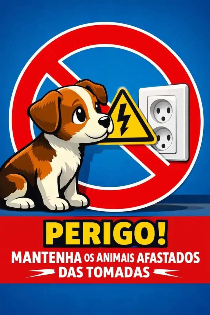 Cachorro próximo a tomada elétrica danificada causando fuga de corrente e dispositivo DR desarmando
